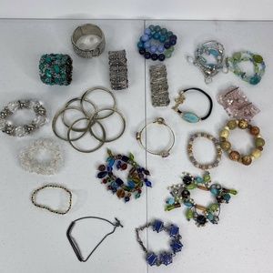 Lot of Costume Bracelets 20 pairs glass clay beads stretch wearable variety